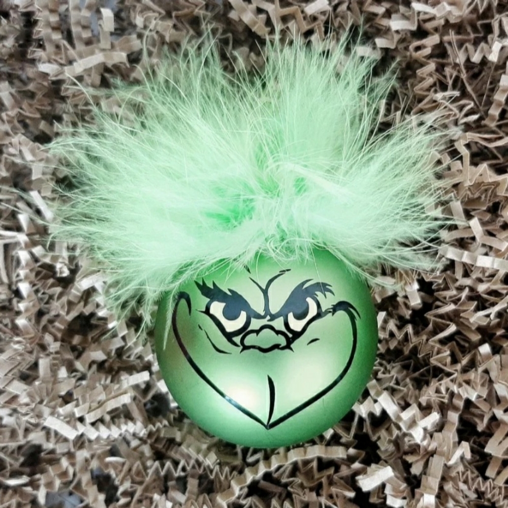 Handmade The Grinch Glass Ornament